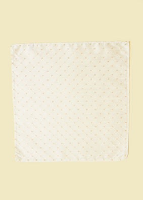 Warm White Grid Patterned Pocket Square image number 1